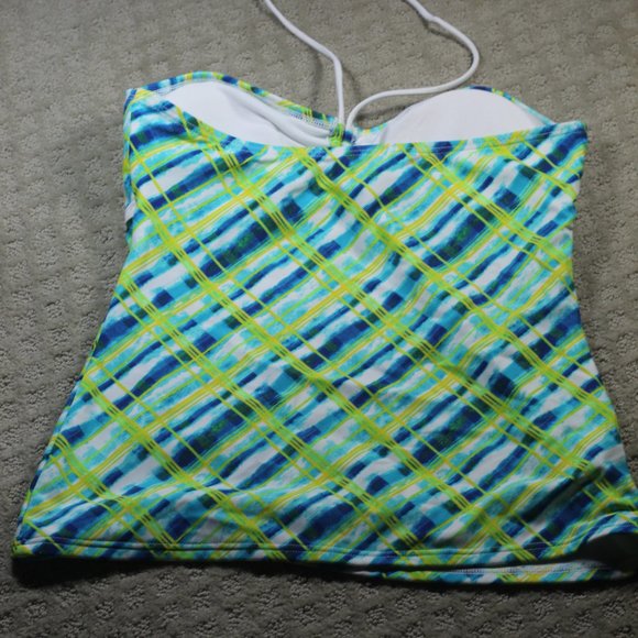 Hobie Size L Green, Blue & Yellow Tankini Top - Picture 3 of 5